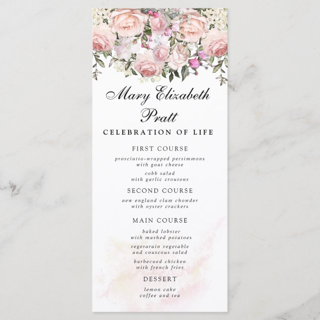 Rose Floral Funeral Menu (Front)
