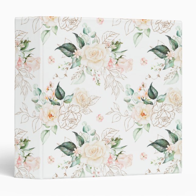Rose Floral Garden Pattern 3 Ring Binder (Front/Spine)