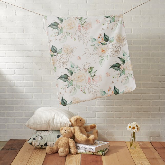 Rose Floral Garden Pattern Baby Blanket (In Situ)