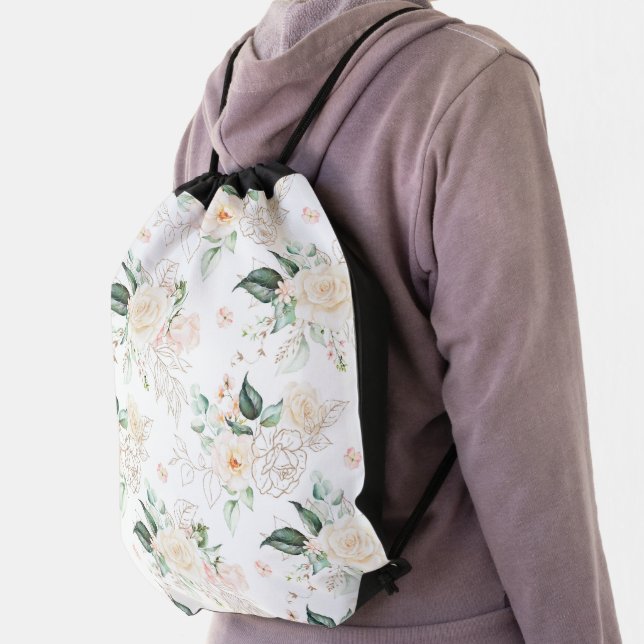 Rose Floral Garden Pattern Drawstring Bag (Insitu)