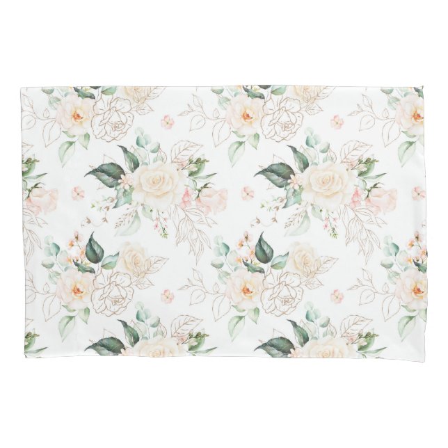 Rose Floral Garden Pattern Pillow Case (Front)