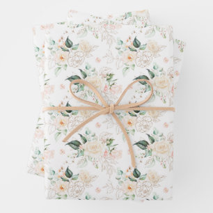 Rose Floral Garden Pattern Wrapping Paper Sheets
