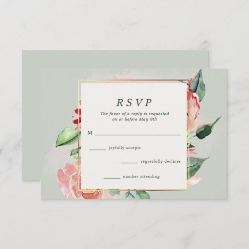 Rose Floral Garden Wedding RSVP Card