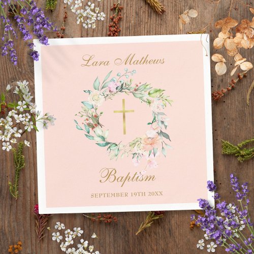 Rose Floral Garland Baptism Christening Blush Pink