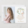 Rose Floral Garland First Holy Communion Photo Thank You Card