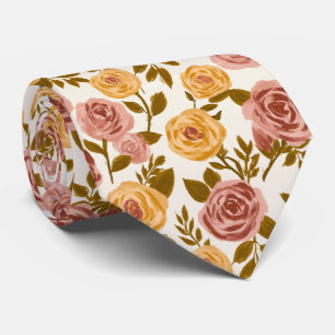 Rose Floral Groomsmen Wedding Neck Tie