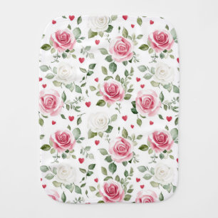 Rose Floral Hearts Baby Shower Baby Burp Cloth