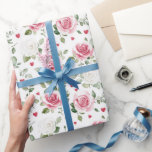 Rose Floral Hearts Bridal Shower Wrapping Paper<br><div class="desc">Rose Floral Hearts Bridal Shower</div>