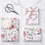 Rose Floral Hearts Bridal Shower Wrapping Paper Sheets<br><div class="desc">Rose Floral Hearts Bridal Shower</div>