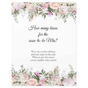 Rose Floral How Many Kisses Bridal Shower Game