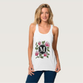 Rose Floral Illustration and Monogram Tank Top (Front Full)