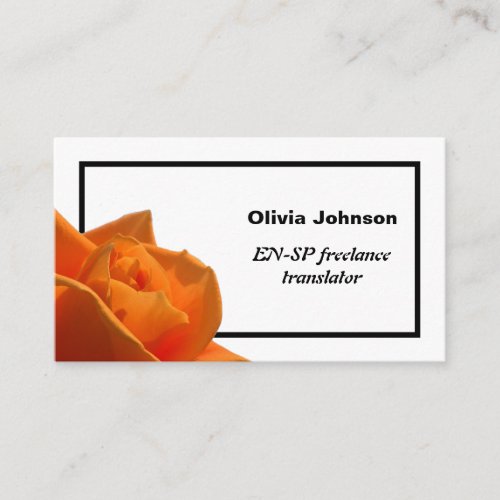 Rose floral modern minimalist freelancer orange business card