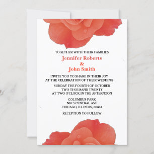 Rose Floral Orange Rustic Fall Autumn Cool Wedding Invitation