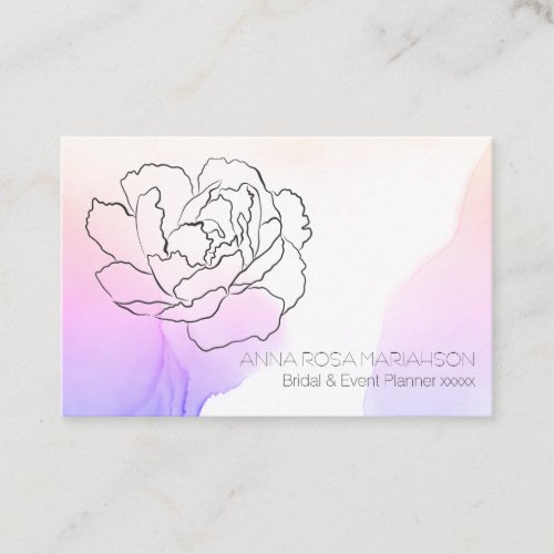 *~* Rose Floral Pastel Lavender &amp; Pink Watercolor Business Card