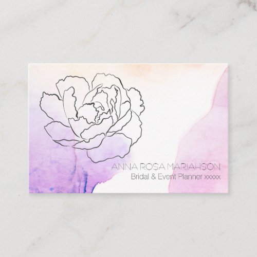  Rose Floral Pastel Pink Lavender Watercolor Business Card
