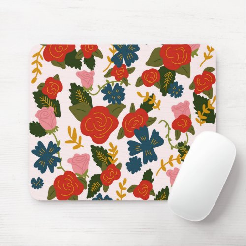 Rose Floral Patch Mouse Pad