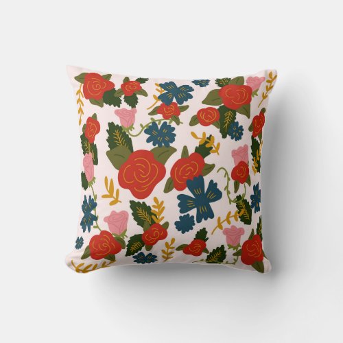 Rose Floral Patch Throw Pillow