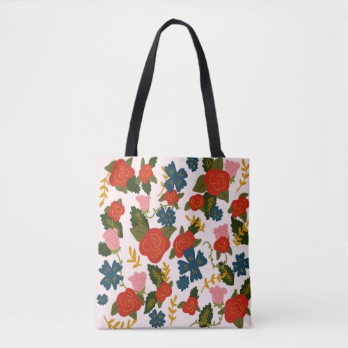 Rose Floral Patch Tote