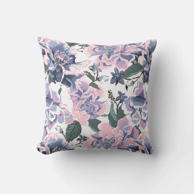 Rose Floral Pattern Elegant Design Throw Pillow (Front)