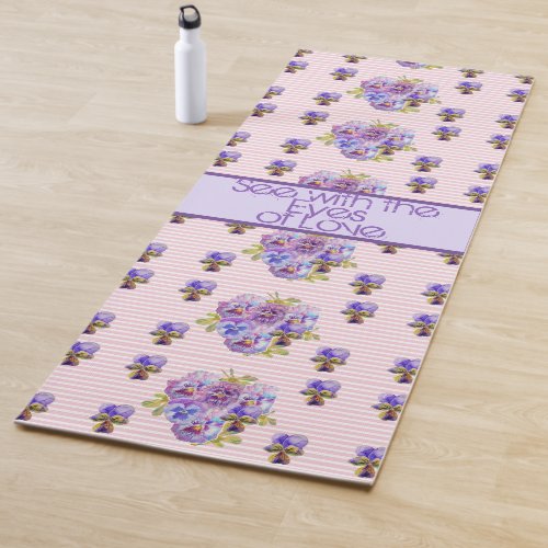 Rose Floral Pattern Pink See With the Eyes of Love Yoga Mat