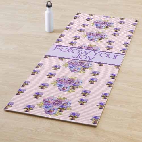 Rose Floral Pattern Shabby Pink Follow Your Joy Yoga Mat