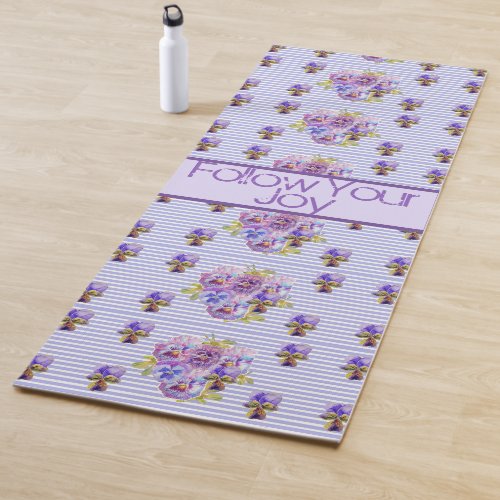 Rose Floral Pattern Shabby Purple Follow Your Joy  Yoga Mat