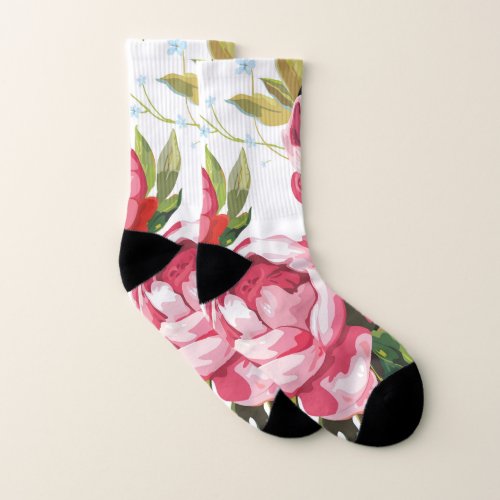 rose floral pattern socks