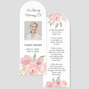 Rose Floral Photo Funeral Memorial Bookmark