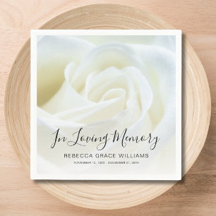 Rose Floral Photo Memorial Funeral Napkins