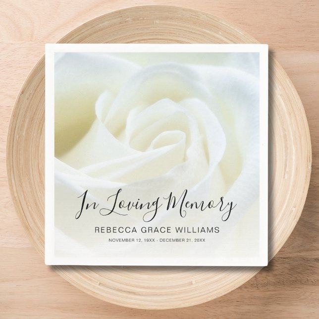 Rose Floral Photo Memorial Funeral  Napkins (Floral Rose Napkin)