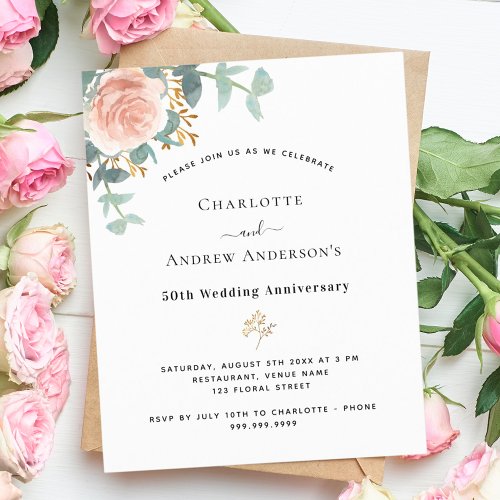 Rose floral pink budget 50th wedding anniversary