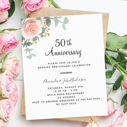 Rose floral pink budget 50th wedding anniversary