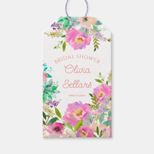 Rose Floral Profusion Bridal Shower Gift Tags