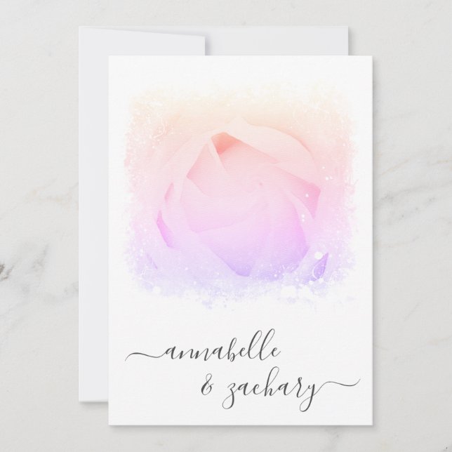 ** Rose Floral RSVP - QR  AR8 WEDDING Invitation (Front)