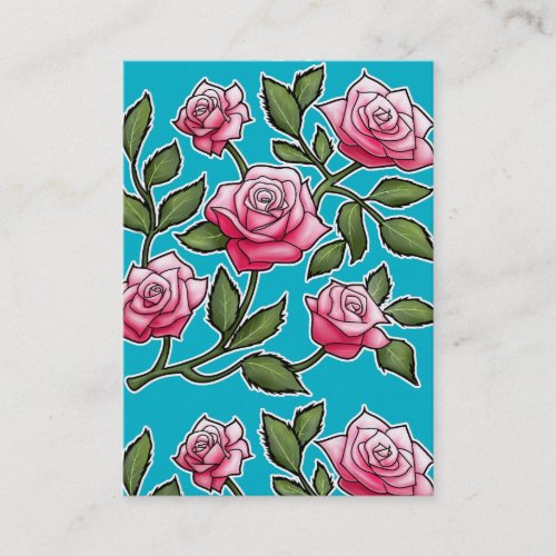 Rose Floral _ Scuba Blue Business Card