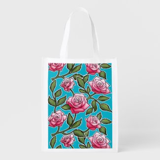 Rose Floral - Scuba Blue