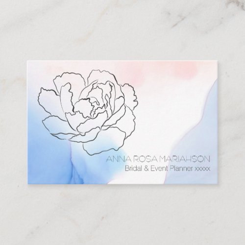  Rose Floral Soft Pastel Pink Blue Watercolor Business Card