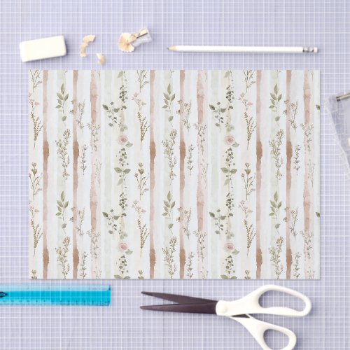 Rose Floral Stripes Bridal Shower  Tissue Paper