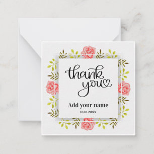 Rose Floral Thank You, Elegant Floral Note Card