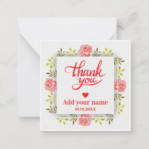 Rose Floral Thank You, Elegant Floral Note Card
