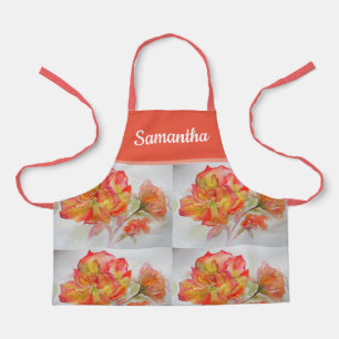 Rose Floral Watercolour Orange Peach Pink Notebook Apron