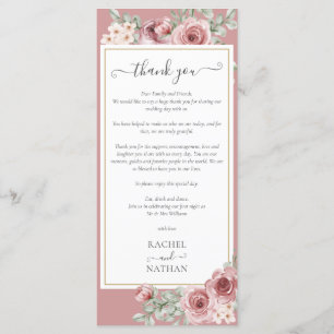 Rose Floral Wedding Reception Thank You Place Card