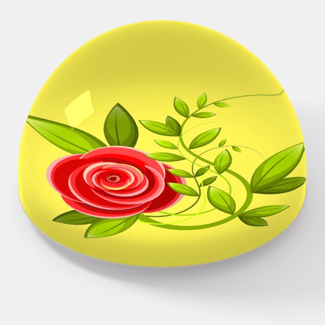 rose floral yellow paperweight (Angled)