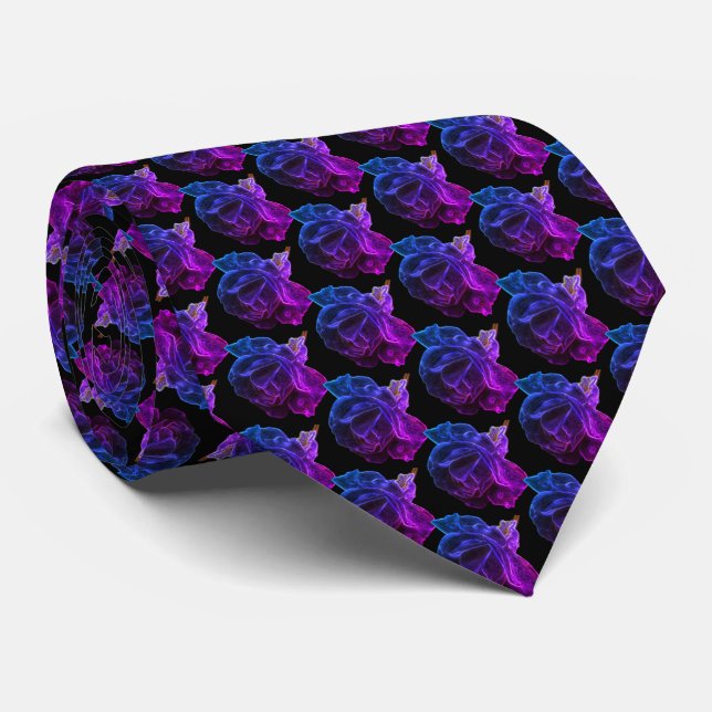 Rose Flower Art Pattern   Neck Tie (Rolled)