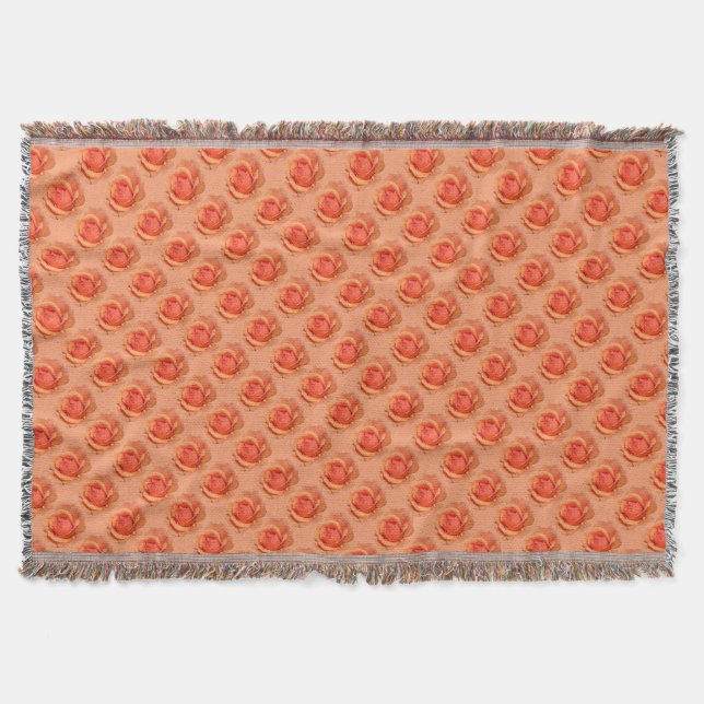 Rose Flower Blanket Orange Rose Throw Blankets (Front)