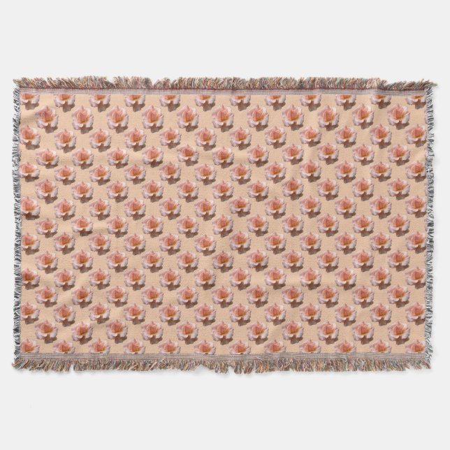 Rose Flower Blanket Peach Rose Throw Blankets Gift (Front)