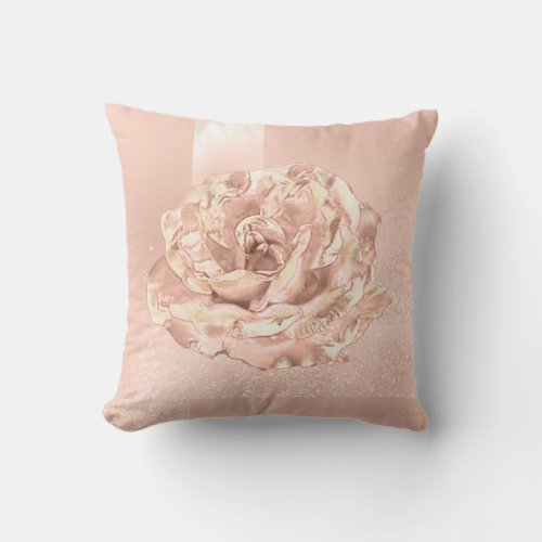 Rose Flower Blush Skinny Glitter Peach Geometry Throw Pillow