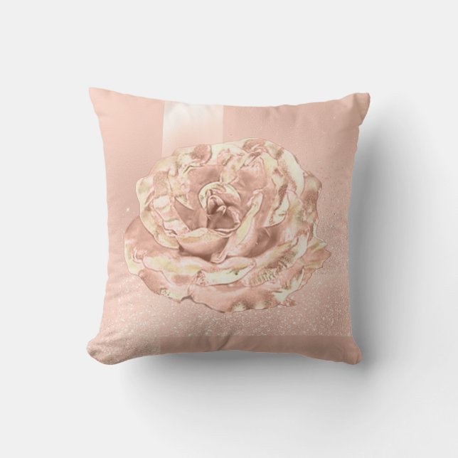 Rose Flower Blush Skinny Glitter Peach Geometry Throw Pillow (Front)