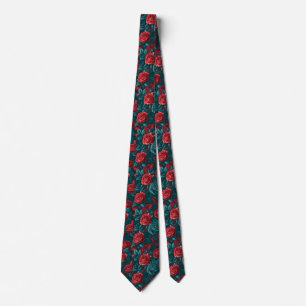 Rose Flower Bride Father Fancy Wedding Neck Tie