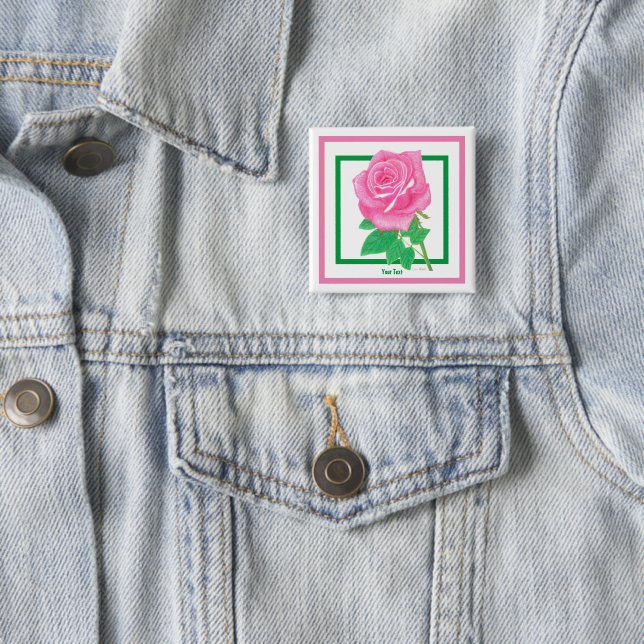 Rose Flower Button Pin (In Situ)